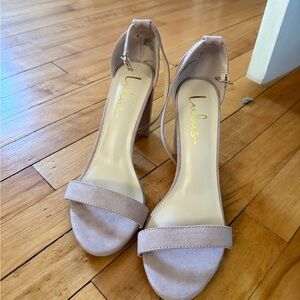Lulu's Nude Block Heel Sandals